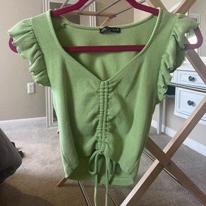Zara Ruffle Sleeve Top